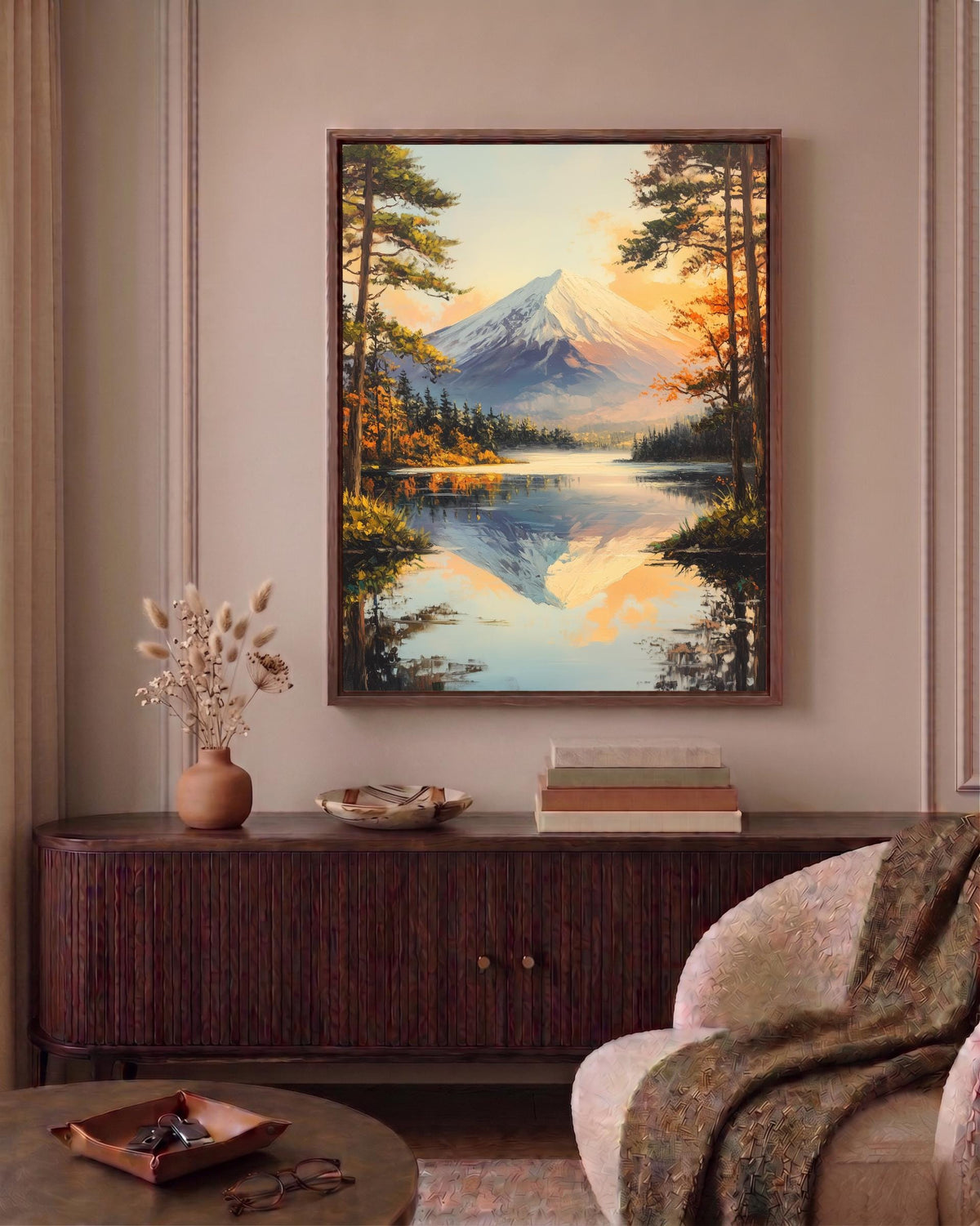 Mount Fuji canvas print on cotton canvas, hand-framed in solid wood and ready to hang
