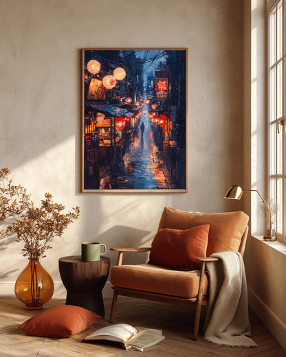 Oil-painting style Japan art on cotton canvas, made to order in seven sizes
