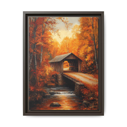 New Hampshire wall art framed canvas print in an espresso wood frame