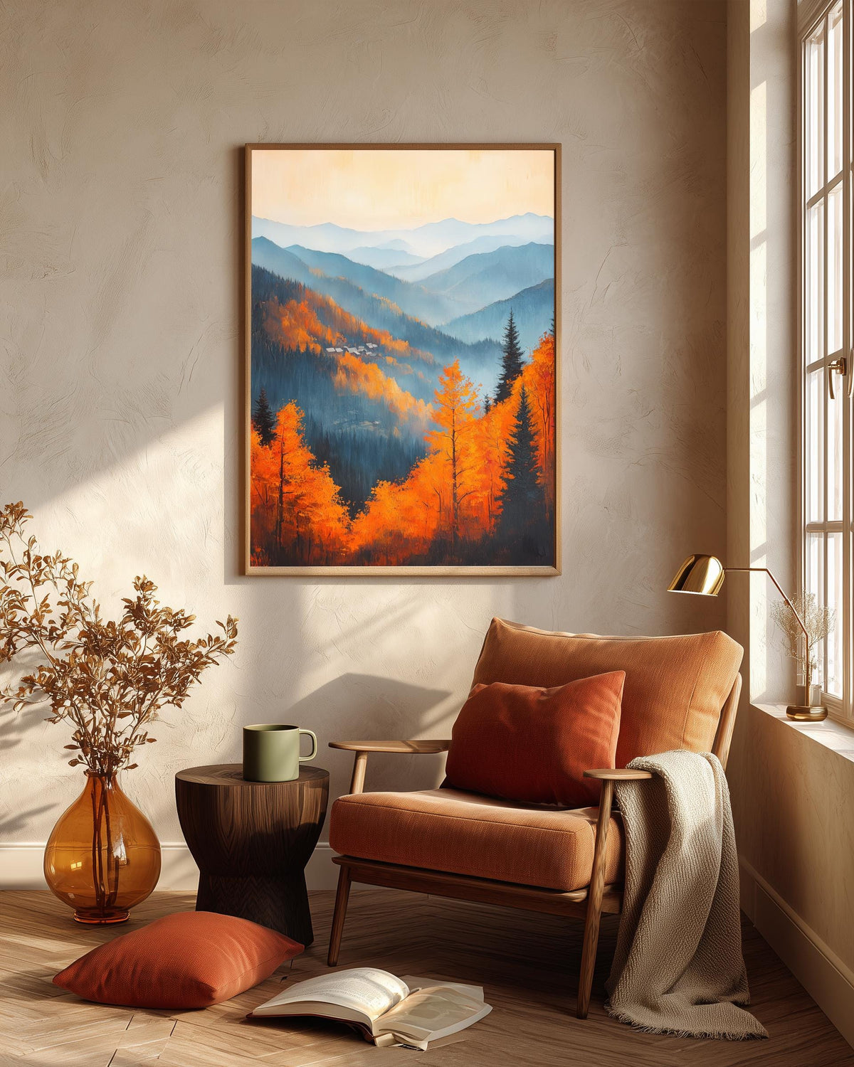 Smoky Mountains framed canvas printed on cotton and framed in solid wood