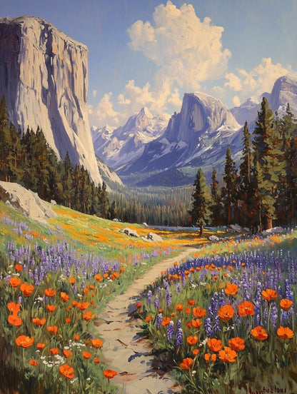 Tunnel View canvas print with the granite wall built in thick oil brushwork