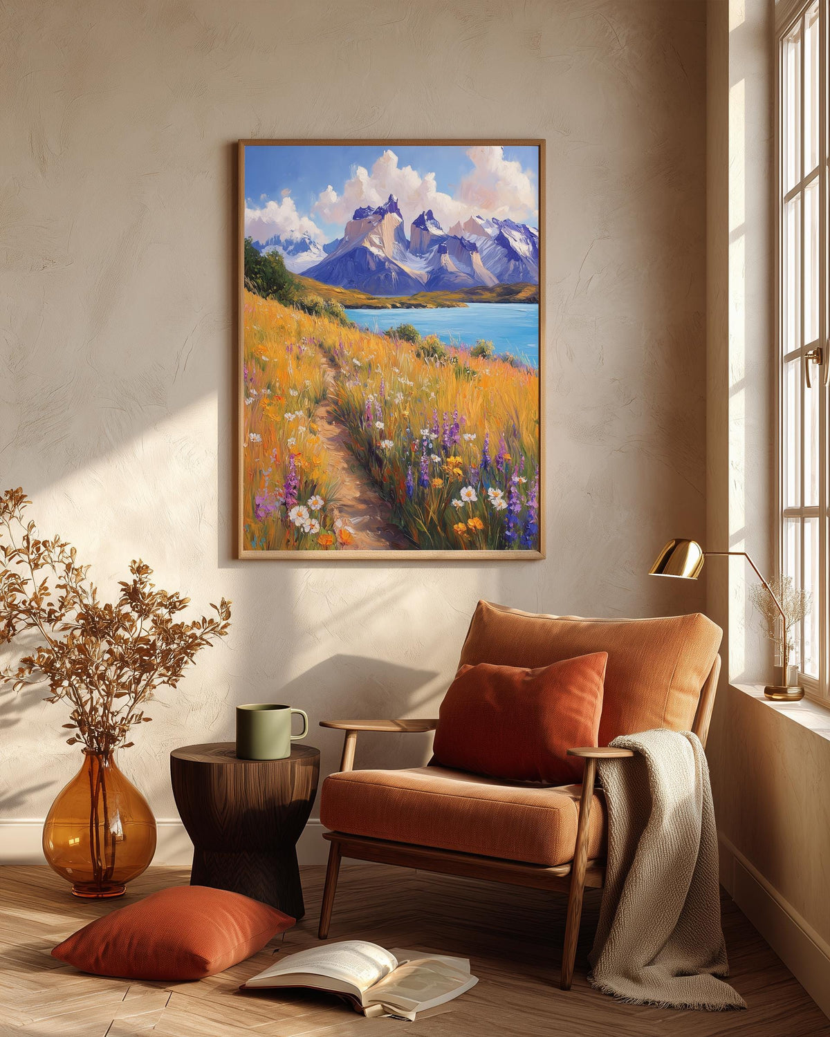 Oil-painting style Chile landscape on cotton canvas, made to order in seven sizes