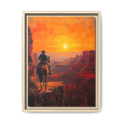 Grand Canyon wall art framed canvas print in a natural wood frame