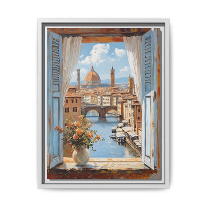 Duomo wall art framed canvas print in a white wood frame