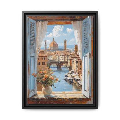 Duomo wall art framed canvas print in a black wood frame