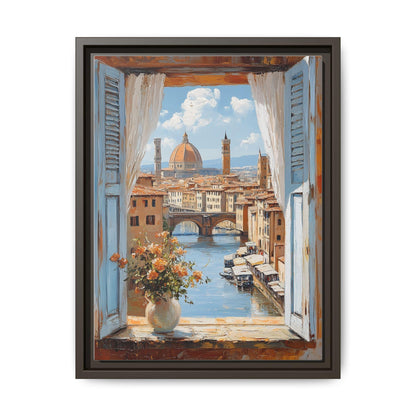 Duomo wall art framed canvas print in an espresso wood frame