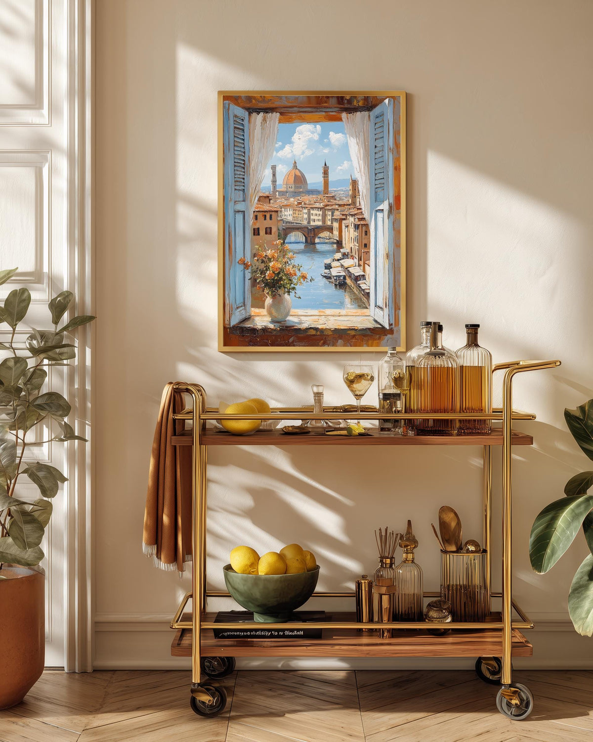 Oil-painting style Tuscan window view, made to order and ready to hang