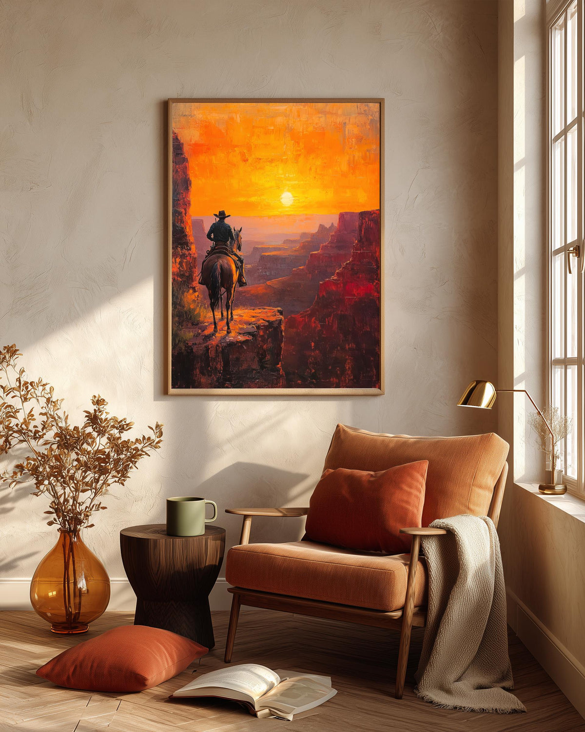 Oil-painting style Southwest landscape, made to order and ready to hang