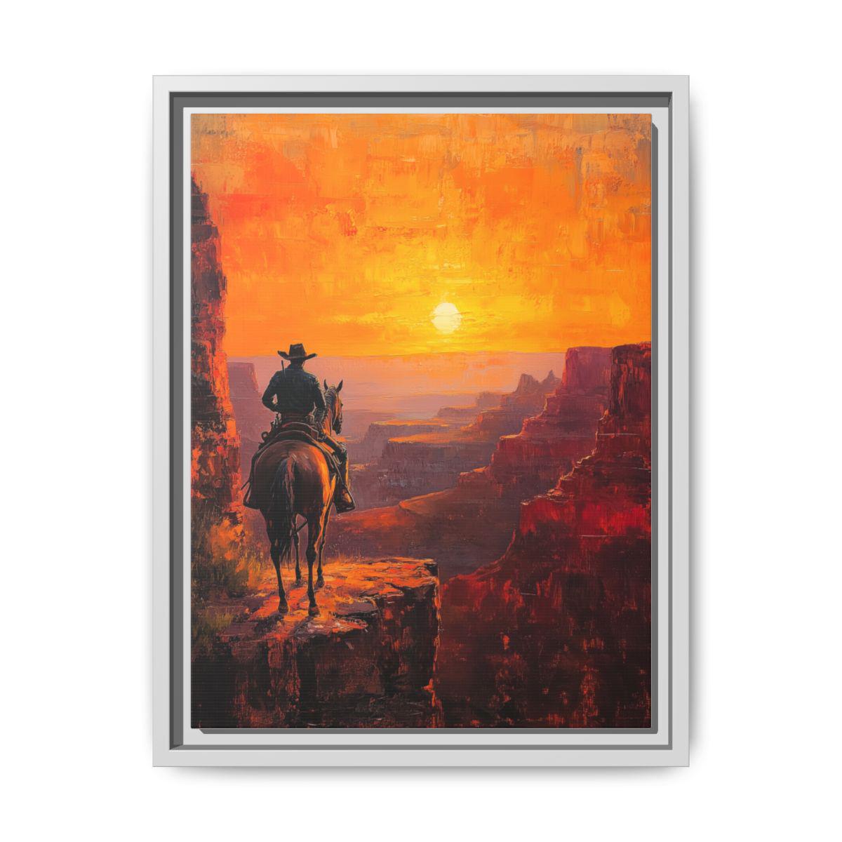 Grand Canyon wall art framed canvas print in a white wood frame