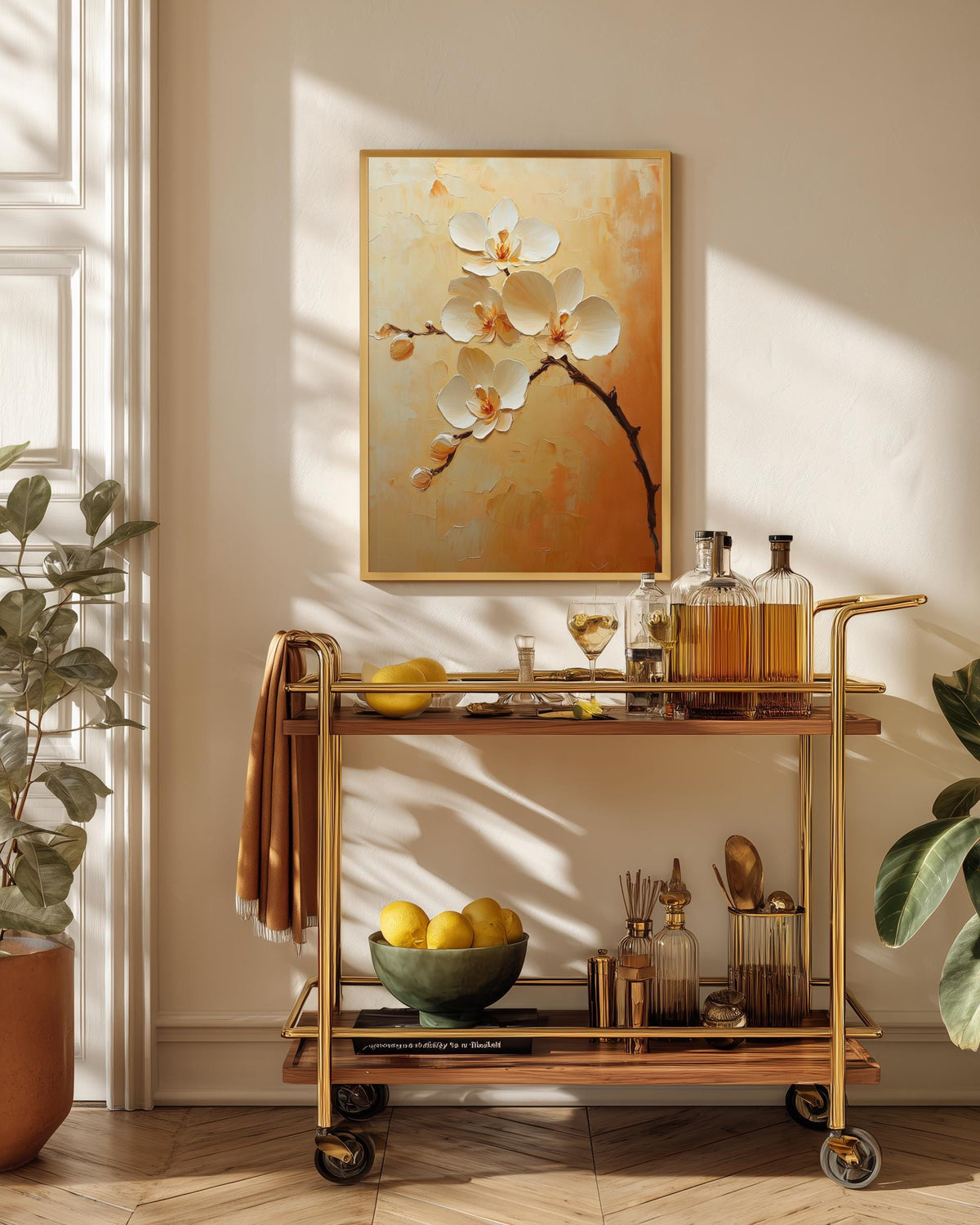 Floral oil-painting style print on cotton canvas, made to order in seven sizes