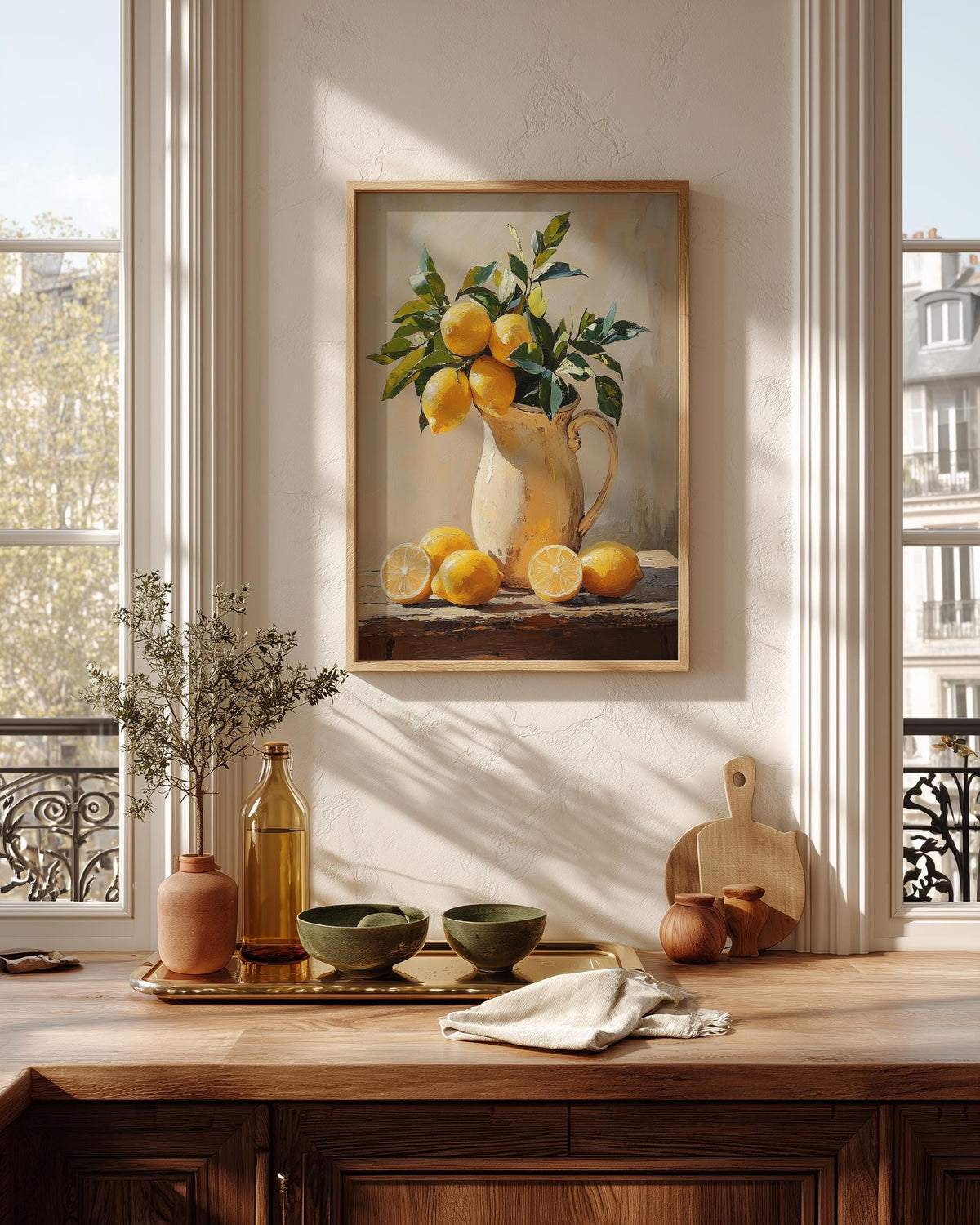 Lemon canvas print on cotton canvas, hand-framed in solid wood and ready to hang