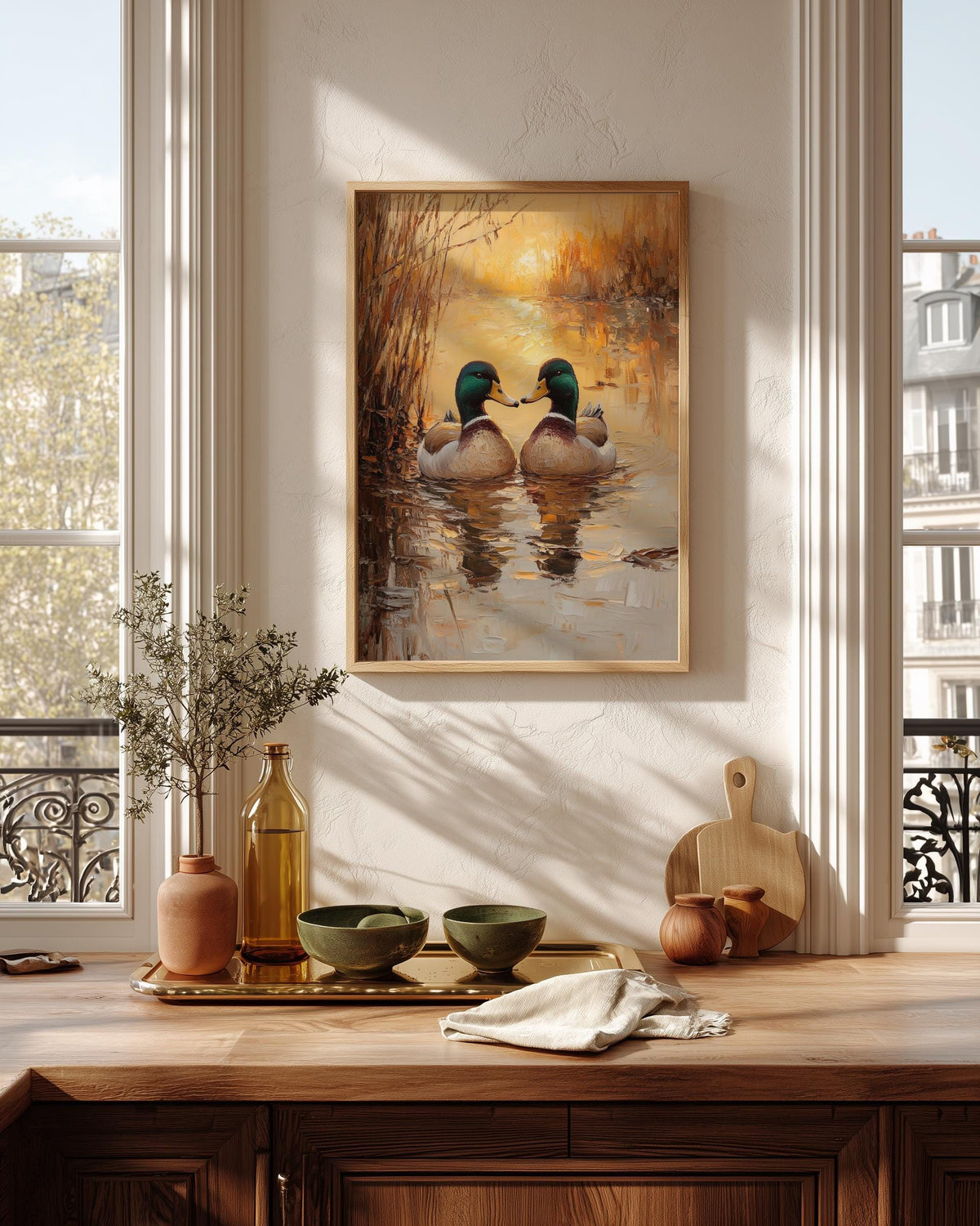 Mallard framed canvas printed on cotton canvas, ready to hang