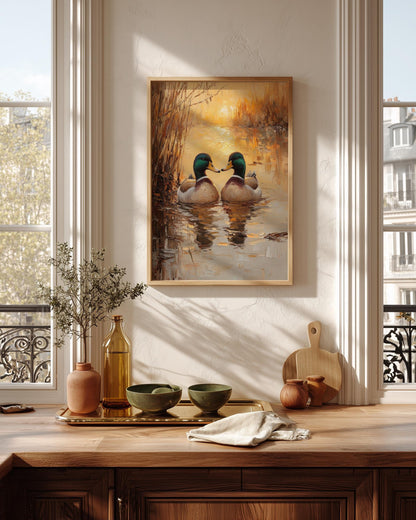 Mallard framed canvas printed on cotton canvas, ready to hang