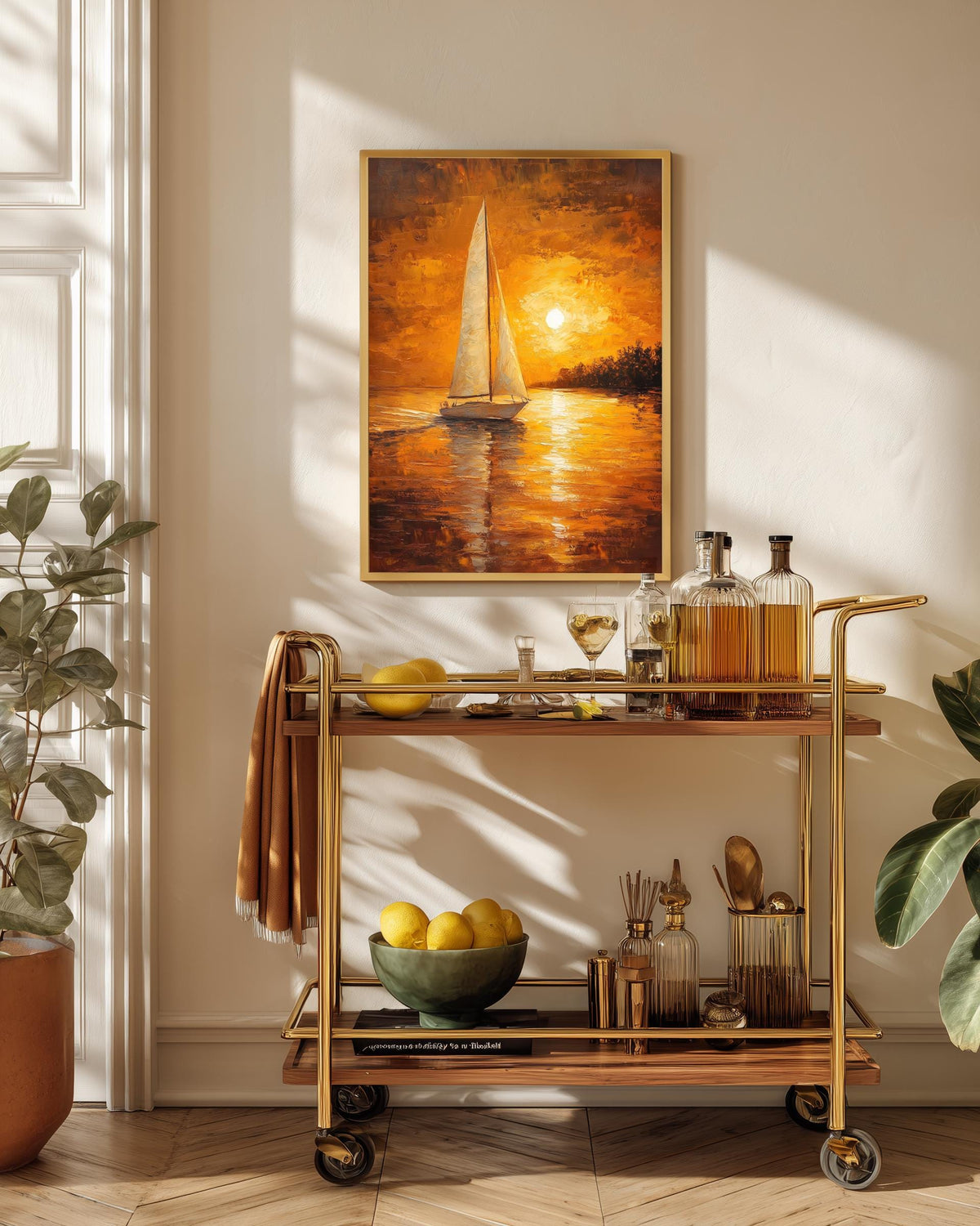 Oil-painting style sailboat art on cotton canvas, made to order in seven sizes