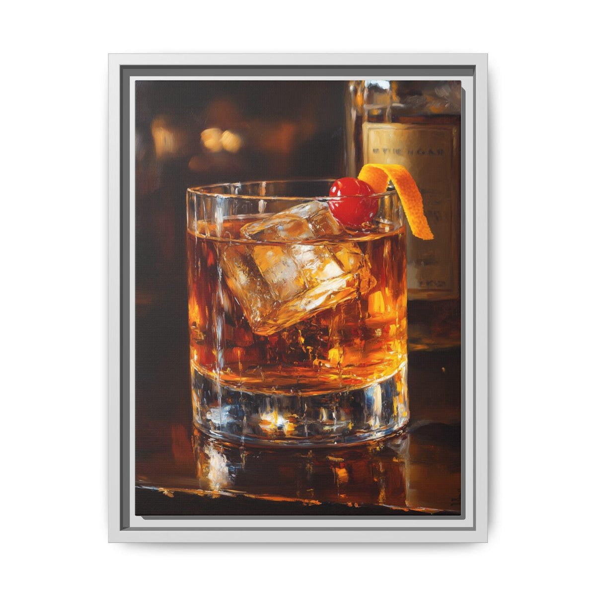 Old Fashioned wall art framed canvas print in a white wood frame