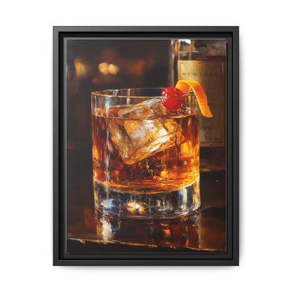 Old Fashioned wall art framed canvas print in a black wood frame