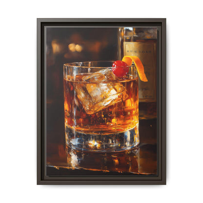 Old Fashioned wall art framed canvas print in an espresso wood frame