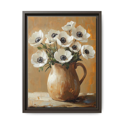 Anemone wall art framed canvas print in an espresso wood frame