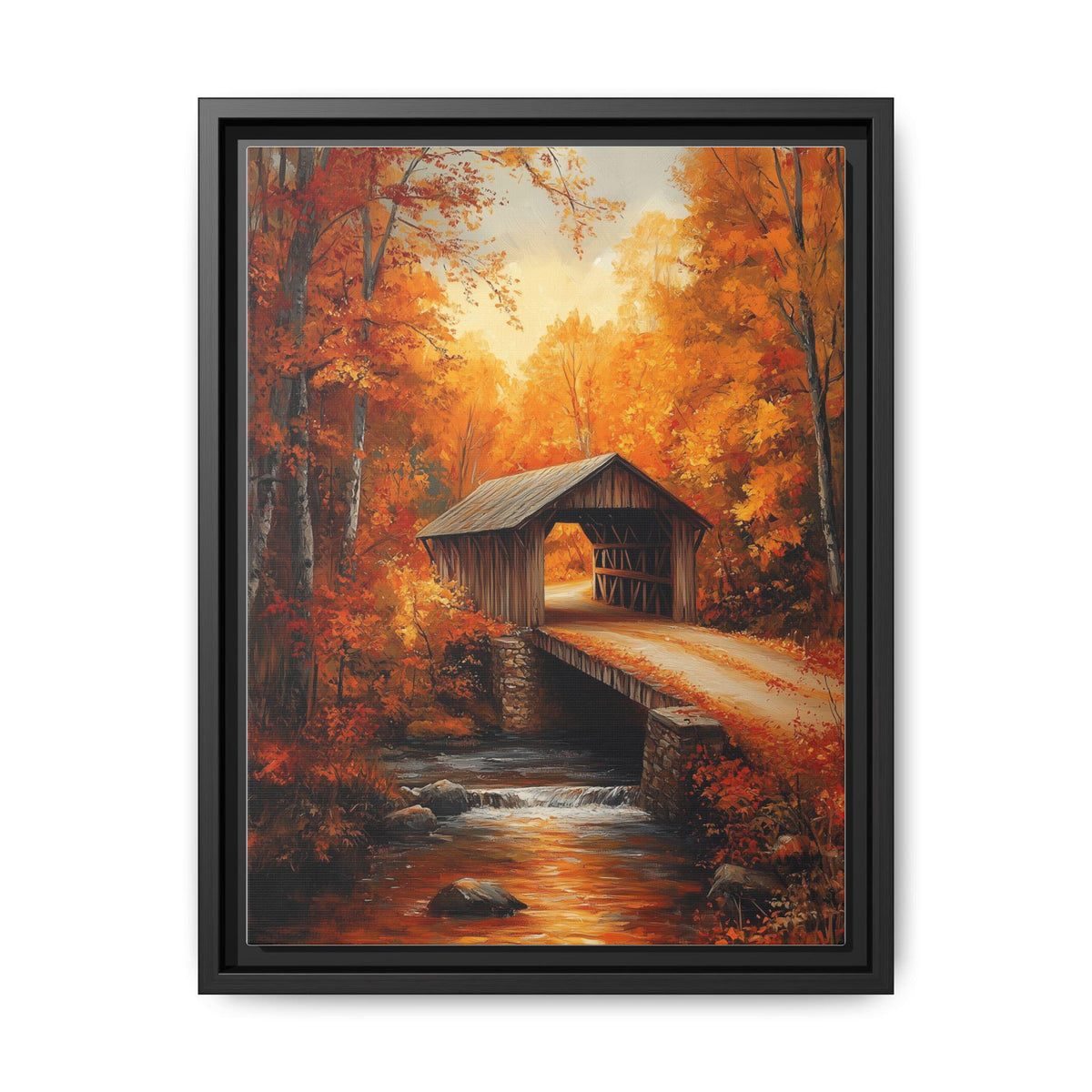 New Hampshire wall art framed canvas print in a black wood frame