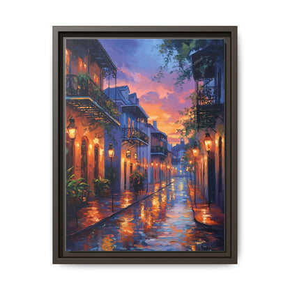New Orleans wall art framed canvas print in an espresso wood frame