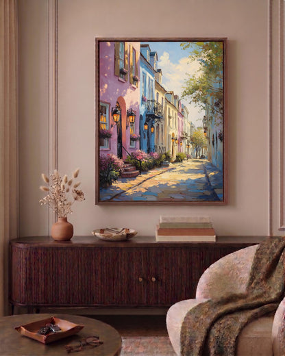 Oil-painting style East Bay Street printed on cotton canvas, made to order