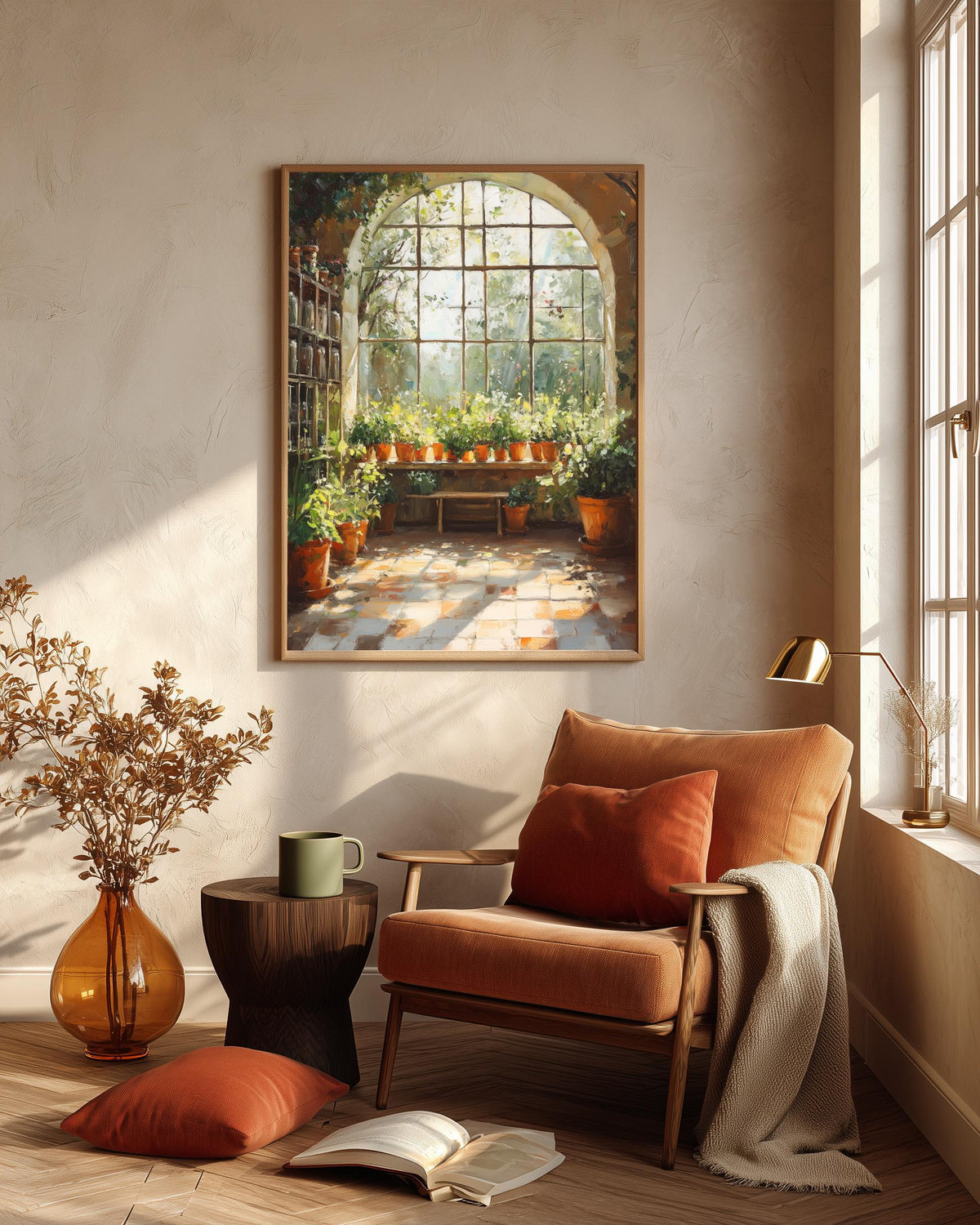 Greenhouse framed canvas printed on cotton and hand-framed in solid wood