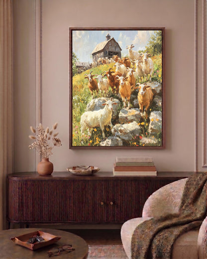 Impasto oil-painting style farm scene, made to order and ready to hang