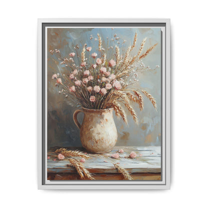 Dried Flower wall art framed canvas print in a white wood frame