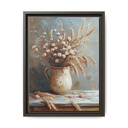 Dried Flower wall art framed canvas print in an espresso wood frame