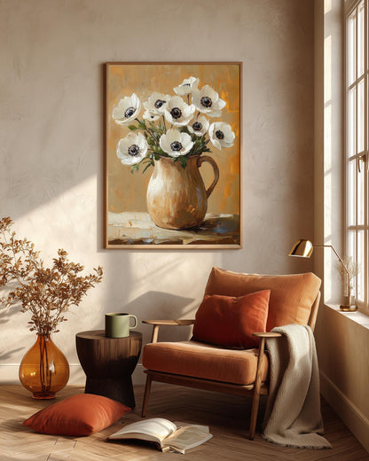 Botanical still life framed canvas set in a solid wood frame, ready to hang