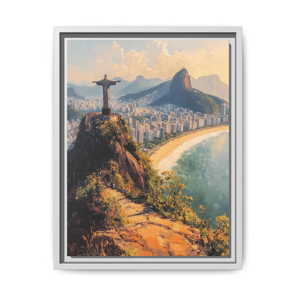 Rio de Janeiro wall art framed canvas print in a white wood frame