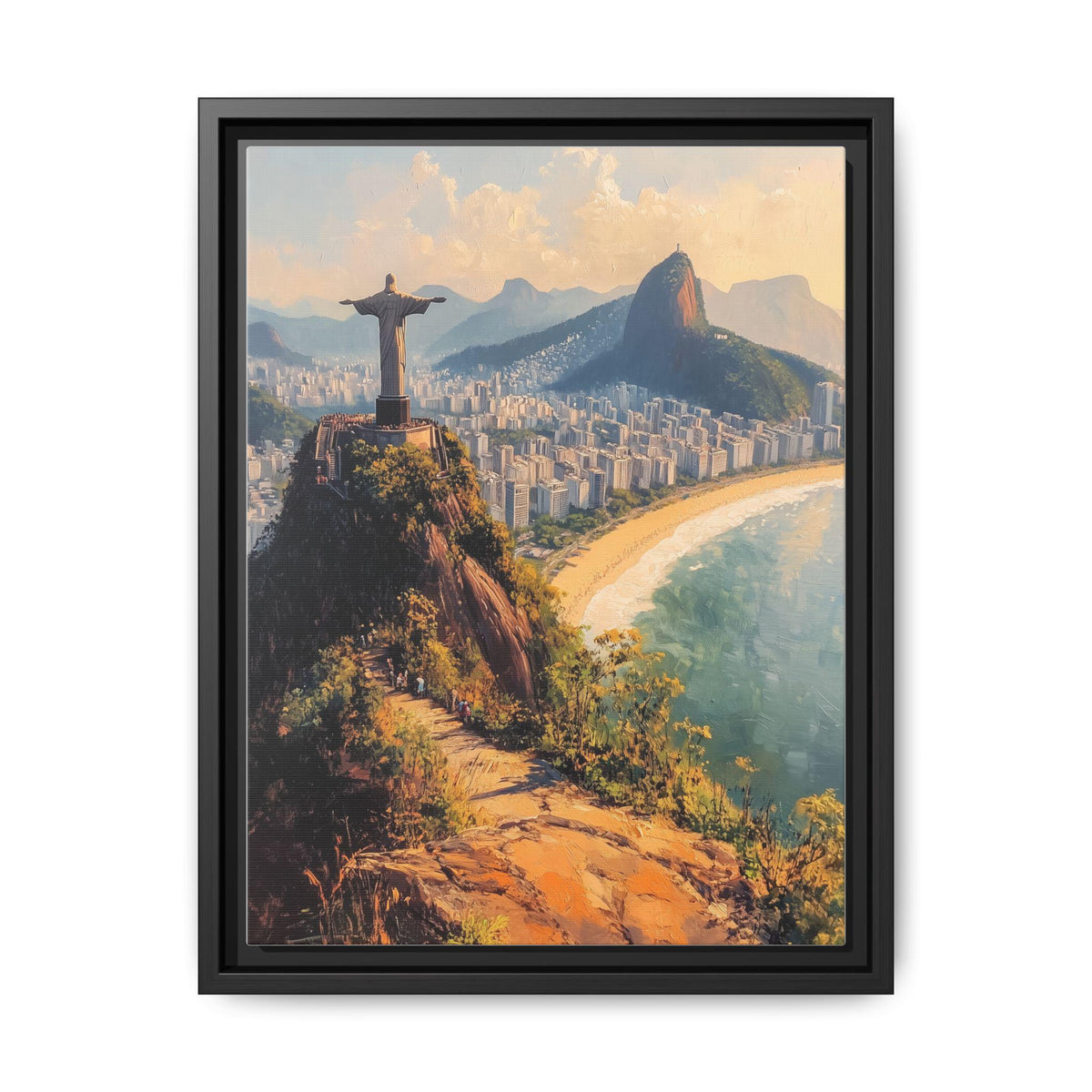 Rio de Janeiro wall art framed canvas print in a black wood frame