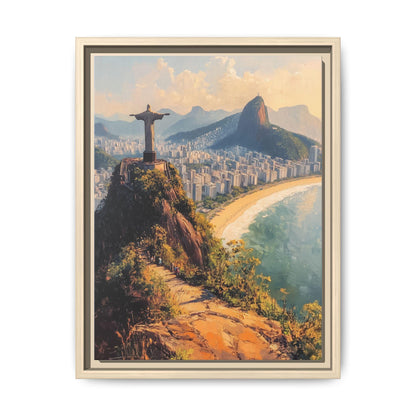 Rio de Janeiro wall art framed canvas print in a natural wood frame