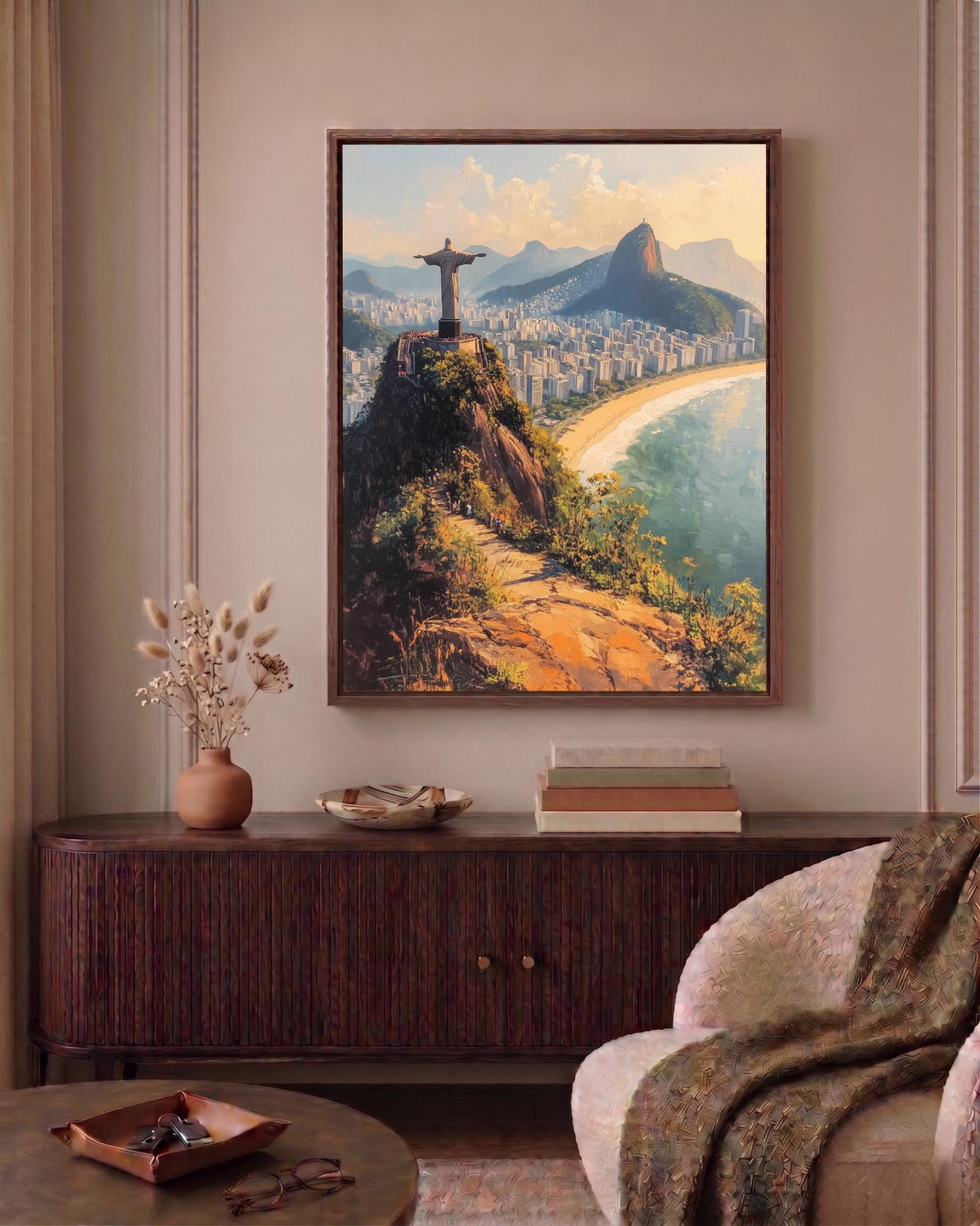 Oil-painting style cityscape on cotton canvas, made to order in seven sizes