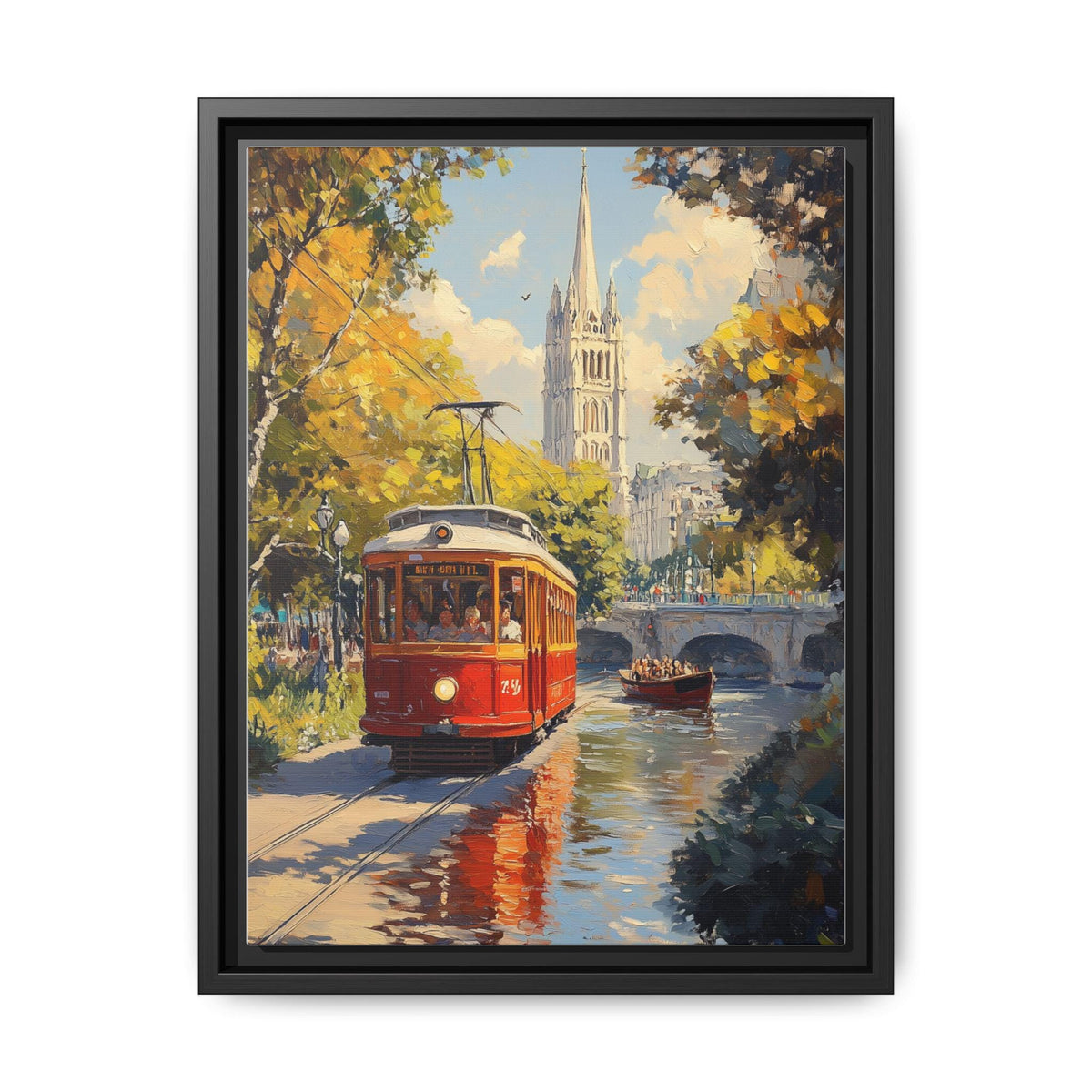 Christchurch wall art framed canvas print in a black wood frame