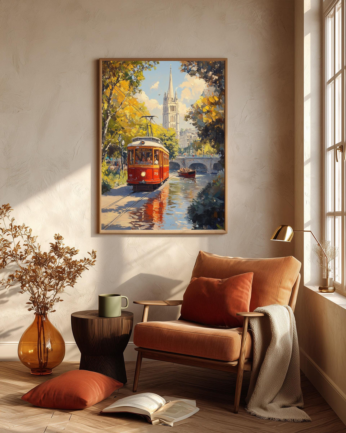 Cathedral Square framed canvas art in a solid wood frame, ready to hang