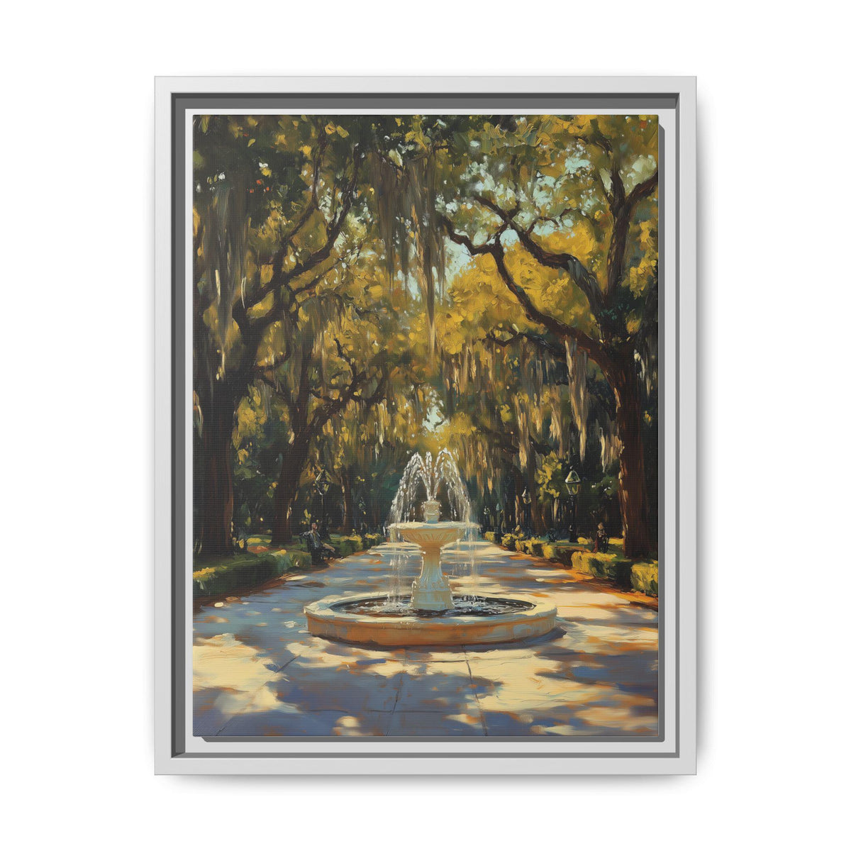 Savannah wall art framed canvas print in a white wood frame