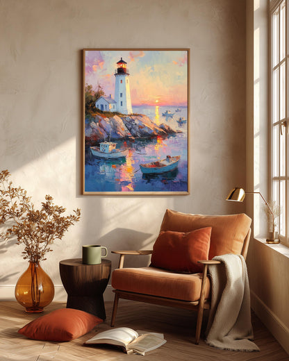 Harbor canvas print on cotton canvas, hand-framed in solid wood and ready to hang