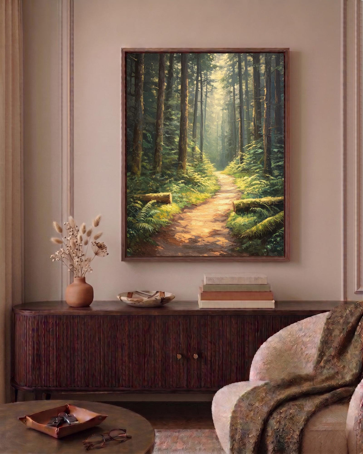 Oil-painting style woodland print on cotton canvas, made to order in seven sizes