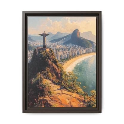 Rio de Janeiro wall art framed canvas print in an espresso wood frame