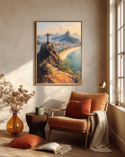 Brazil landmark framed canvas in a solid wood frame, ready to hang