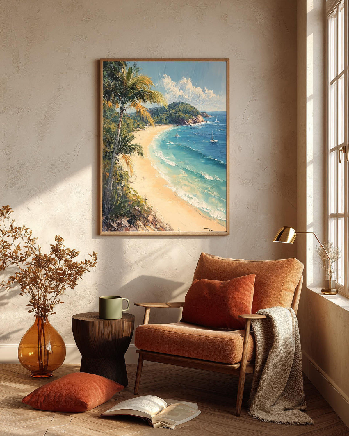 Australia beach framed canvas art printed on cotton canvas, ready to hang
