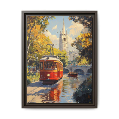 Christchurch wall art framed canvas print in an espresso wood frame