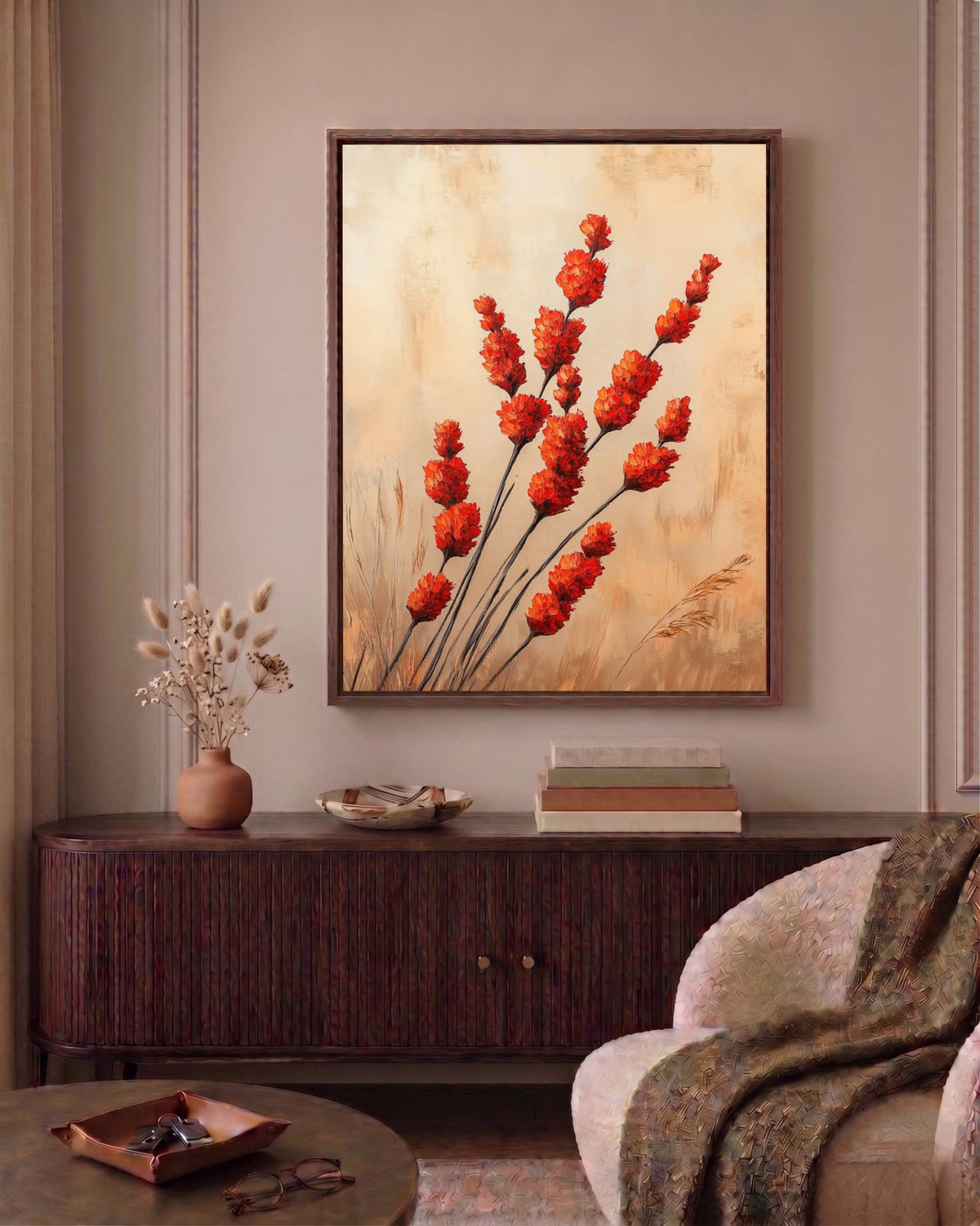 Oil-painting style desert plant print on cotton canvas, made to order