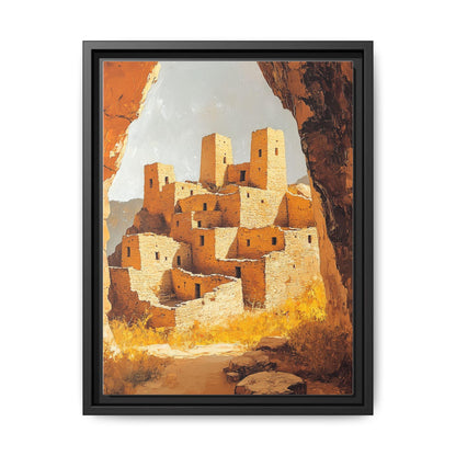 Mesa Verde wall art framed canvas print in a black wood frame