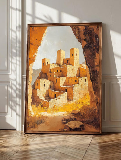 Mesa Verde wall art: Cliff Palace dwellings tucked into a sandstone alcove
