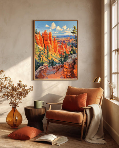 National park framed canvas art set in a solid wood frame, ready to hang
