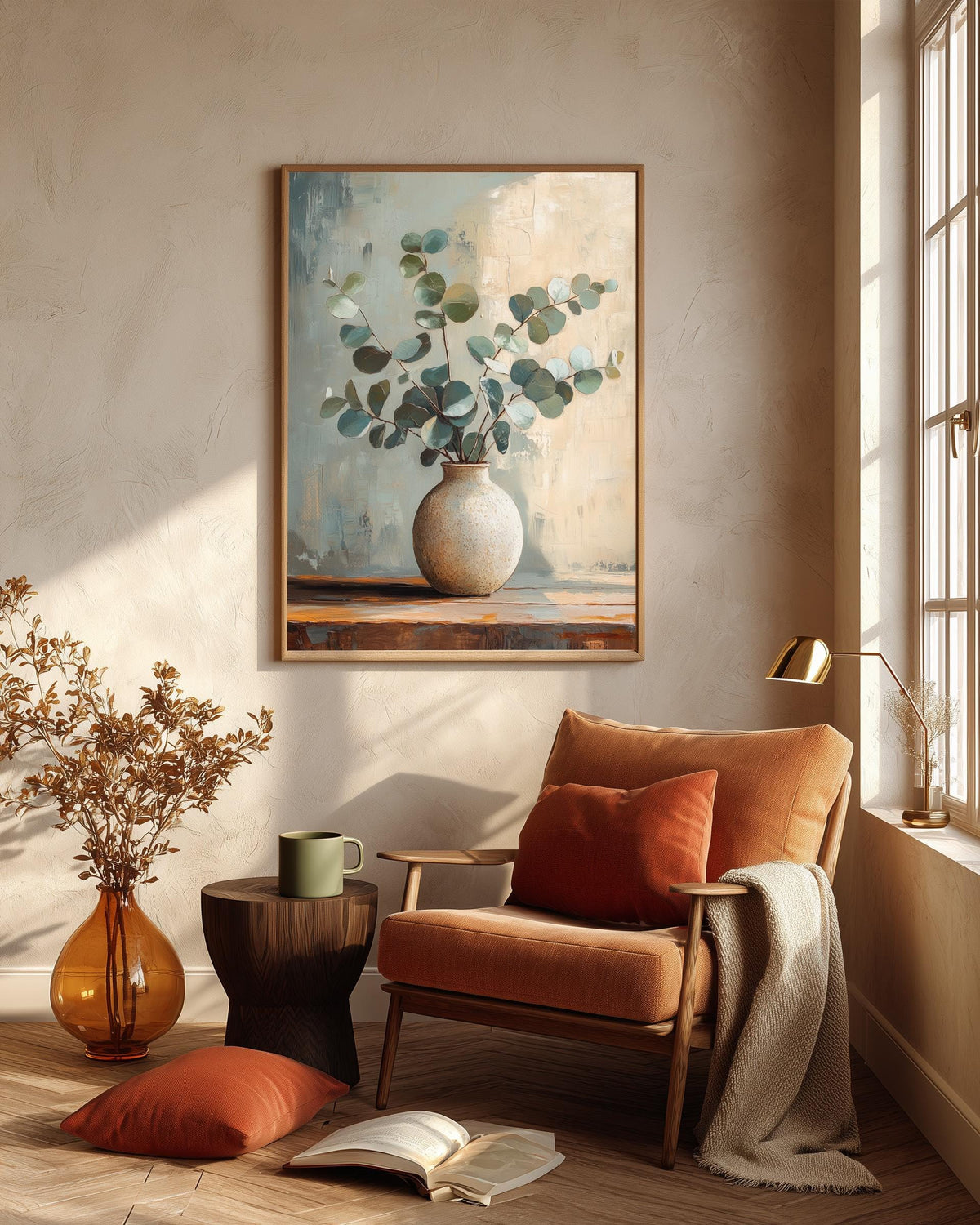 Eucalyptus framed canvas printed on cotton and framed in solid wood