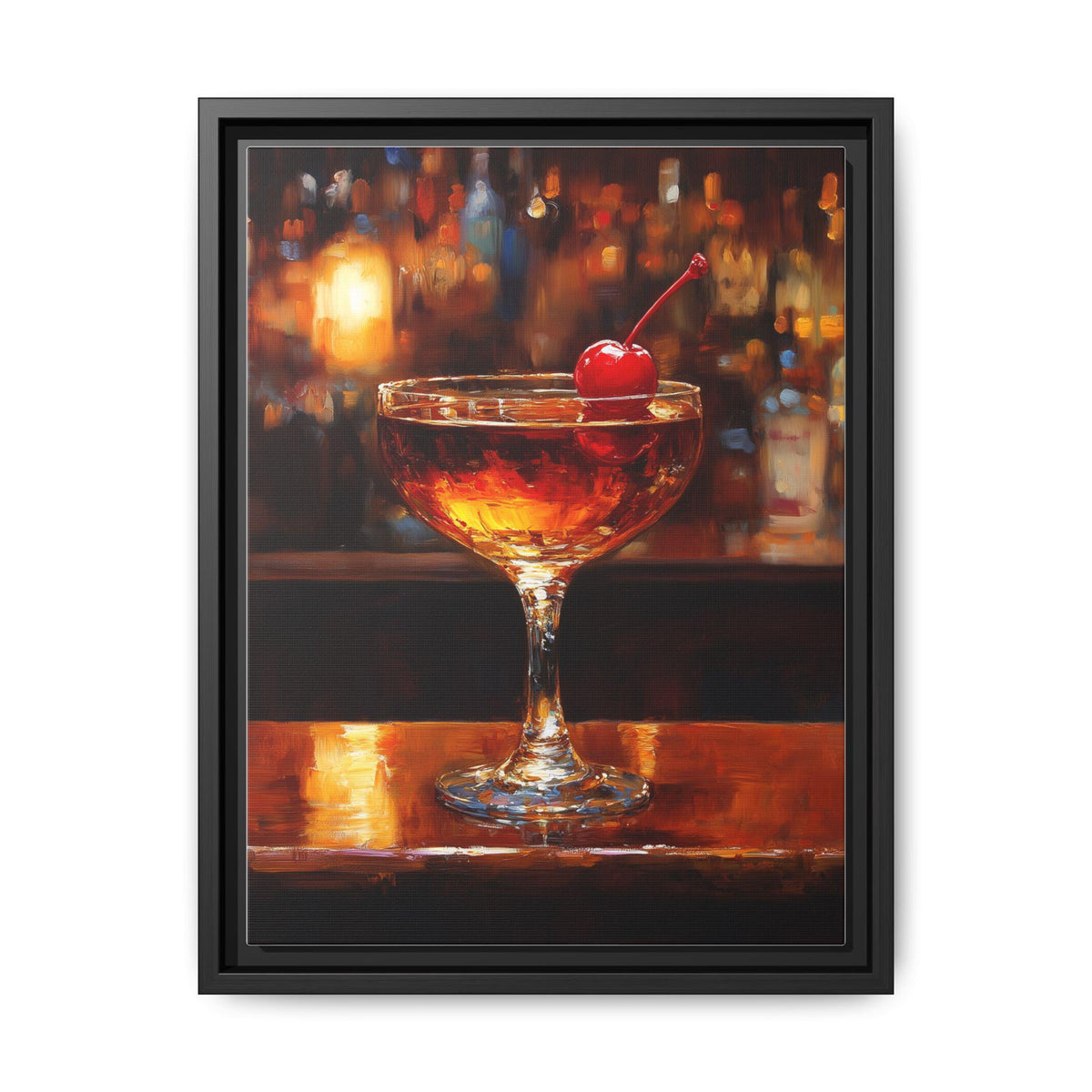 Manhattan wall art framed canvas print in a black wood frame