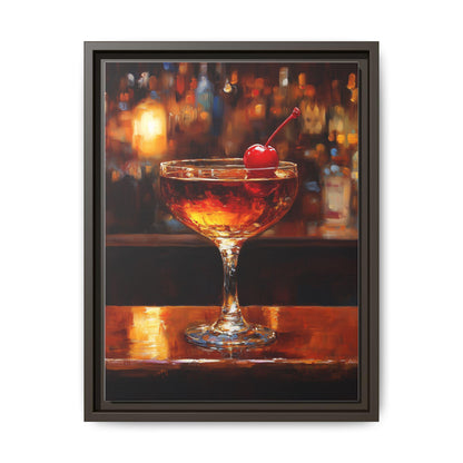 Manhattan wall art framed canvas print in an espresso wood frame